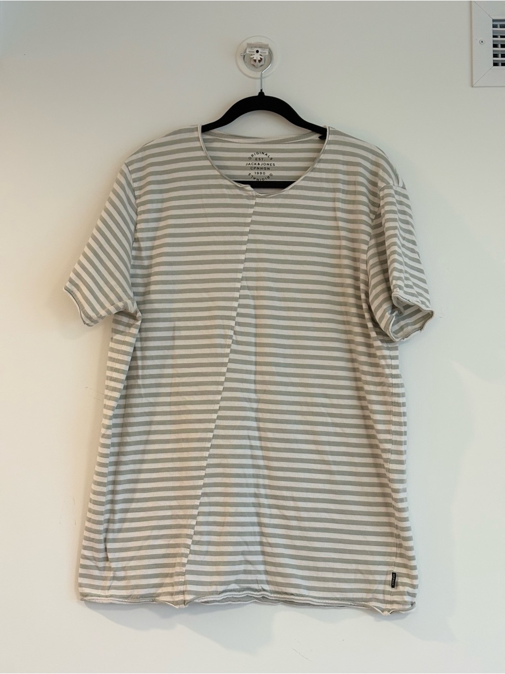 Striped Short-Sleeve Crewneck Tee - Sage/White